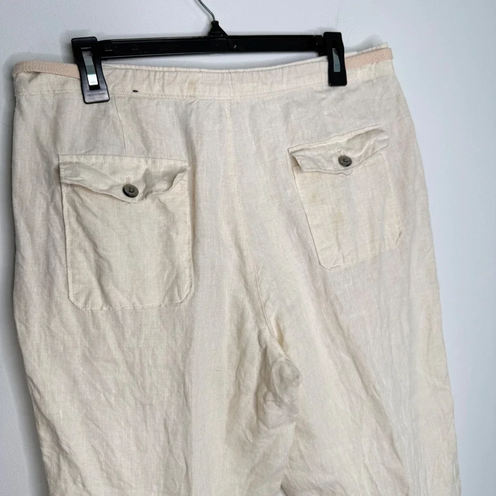 Tasso Elba Mens Linen Drawstring Pants Beige Oatmeal Casual Beach Trousers 34/30